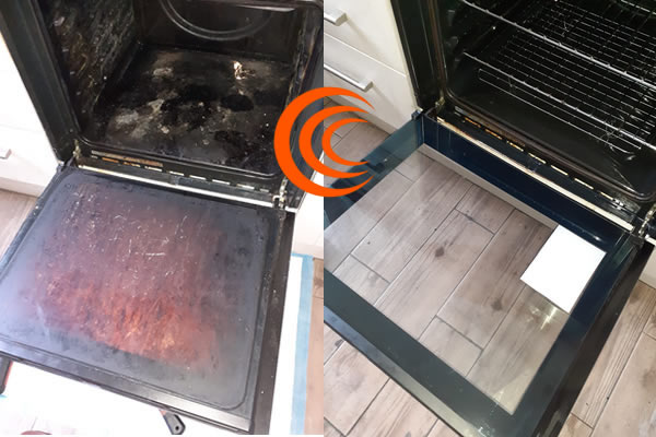 very dirty oven after cleaning
